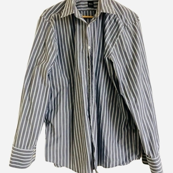 BOSS HUGO BOSS Men's Gray Striped Shirt XXL regular - Picture 10 of 10